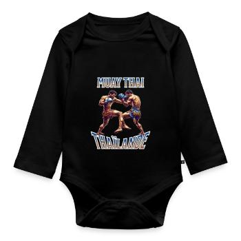Muay thai , Boxe thaïlandaise - Body Bébé bio manches longues - noir - Devant