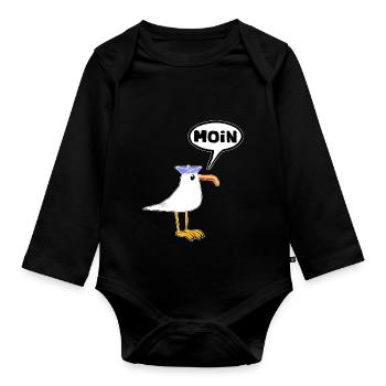 Moin Seagull Rubber Boots Boots Speech Bubble - Organic Longsleeve Baby Bodysuit - black - Front