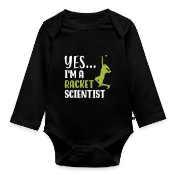 Ja, ich bin ein Racket-Wissenschaftler - Baby Bio-Langarm-Body - Schwarz - Vorne