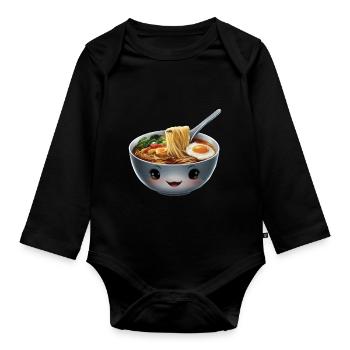 Glücklich Ramen - Baby Bio-Langarm-Body - Schwarz - Vorne