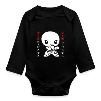 Karate - Baby Bio-Langarm-Body - Schwarz - Vorne