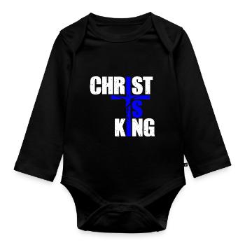 Le Christ est roi Foi chrétienne Religieux - Body Bébé bio manches longues - noir - Devant