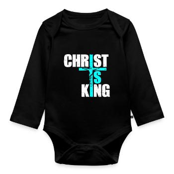 Le Christ est roi Foi chrétienne Religieux - Body Bébé bio manches longues - noir - Devant