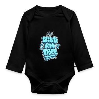 Wild and free Graffiti Lettering - Baby Bio-Langarm-Body - Schwarz - Vorne