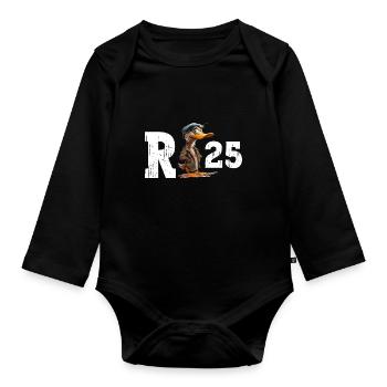 Pension 2025 Duck Pensioner Retired Funny - Organic Longsleeve Baby Bodysuit - black - Front