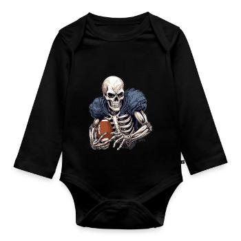 American Football Skeleton Football Halloween - Baby Bio-Langarm-Body - Schwarz - Vorne