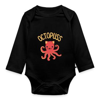Funny Cat Pun - Organic Longsleeve Baby Bodysuit - black - Front