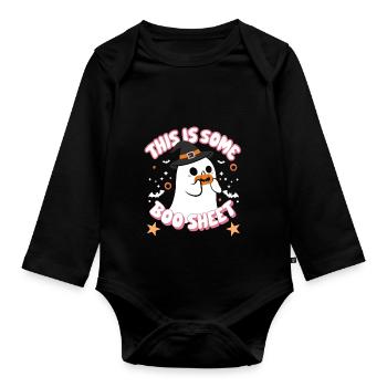 Funny Ghost This is Some Boo Sheet Halloween Costu - Organic Longsleeve Baby Bodysuit - black - Front