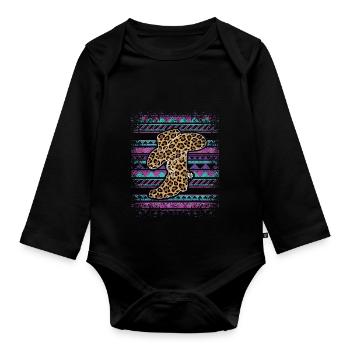 Serape Cactus mexicain de l’Ouest Vache de campagne léopard - Body Bébé bio manches longues - noir - Devant