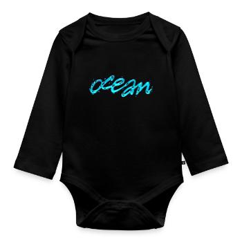 Art du texte de l’océan - Body Bébé bio manches longues - noir - Devant