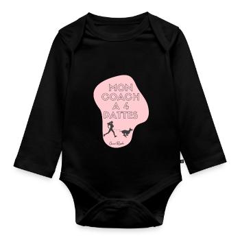 Canicross femme Mon coach a 4 pattes - Body Bébé bio manches longues - noir - Devant