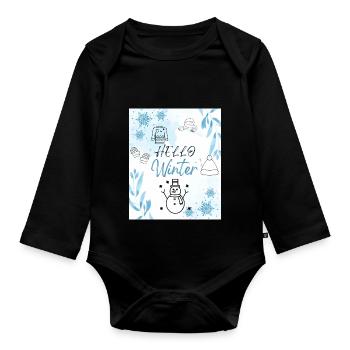 Hello Winter - Baby Bio-Langarm-Body - Schwarz - Vorne
