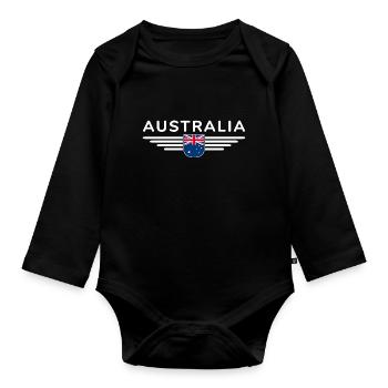 Ich liebe Australien Outfit T-Shirt Design - Baby Bio-Langarm-Body - Schwarz - Vorne