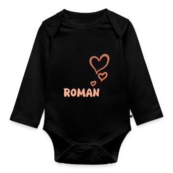 Roman as a given name - Organic Longsleeve Baby Bodysuit - black - Front