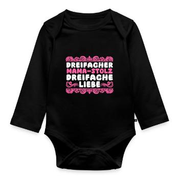 Mama Von 3 Kindern - Baby Bio-Langarm-Body - Schwarz - Vorne