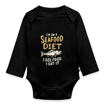 SEAFOOD DIET - Organic Longsleeve Baby Bodysuit - black - Front