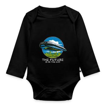 FLIEGENDES AUTO - Baby Bio-Langarm-Body - Schwarz - Vorne