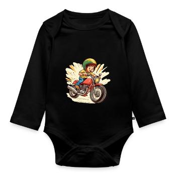 Moto pour enfants Design - Body Bébé bio manches longues - noir - Devant