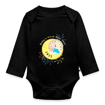 Bébé Premier Nouvel An 2025 garçon - Body Bébé bio manches longues - noir - Devant