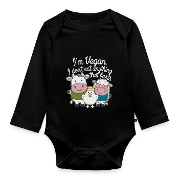 I'm Vegan I Don't Eat Anything That Farts - Organic Longsleeve Baby Bodysuit - black - Front