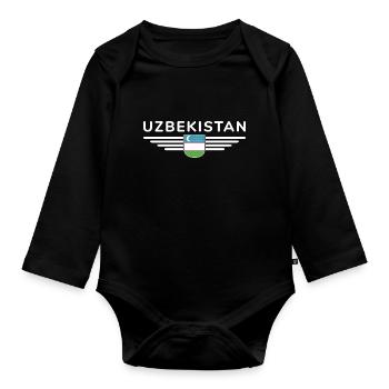 T-shirt de l’Ouzbékistan – Fierté et culture - Body Bébé bio manches longues - noir - Devant