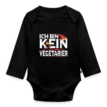 Grillkönig Carnivore Fleischesser Kein Vegetarier - Baby Bio-Langarm-Body - Schwarz - Vorne