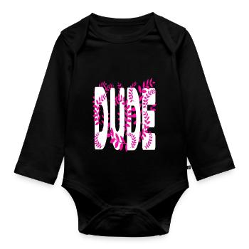 Hawaii style text Dude - Organic Longsleeve Baby Bodysuit - black - Front