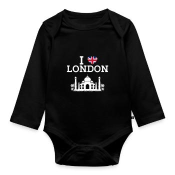 I Love London Taj Mahal Cool Paris France Flag - Organic Longsleeve Baby Bodysuit - black - Front