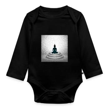 Meditierender Buddha Meditating Buddha - Baby Bio-Langarm-Body - Schwarz - Vorne