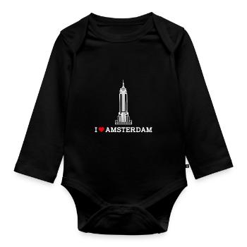 State Netherlands I Love Amsterdam Heart Flag Pun - Organic Longsleeve Baby Bodysuit - black - Front