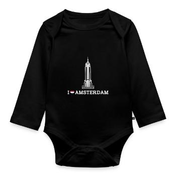 J’aime Amsterdam Empire Building Netherland Lover - Body Bébé bio manches longues - noir - Devant