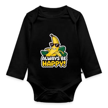 BANANA - Organic Longsleeve Baby Bodysuit - black - Front