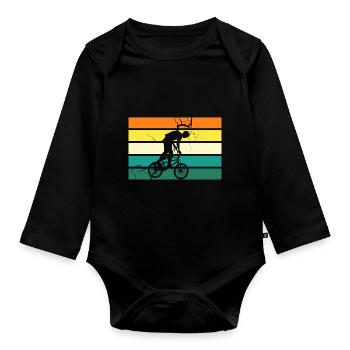 Vélo VTT - Body Bébé bio manches longues - noir - Devant