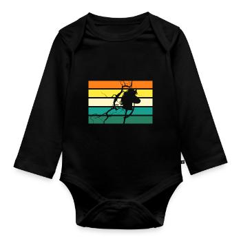 Steckenpferd Hobby Horsing - Baby Bio-Langarm-Body - Schwarz - Vorne