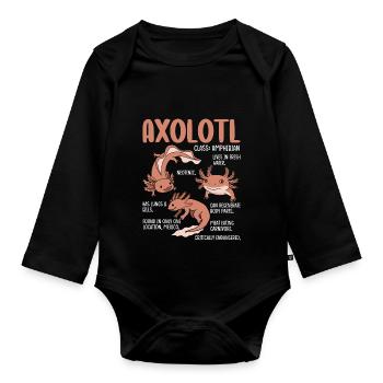 Axolotl Facts – Fun Amphibian Design - Organic Longsleeve Baby Bodysuit - black - Front