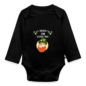 Kiss Me Im Irish - Body Bébé bio manches longues - noir - Devant