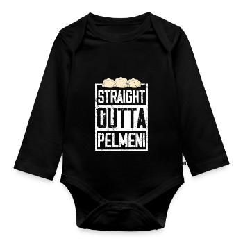 Straight Outta Pelmeni Russie Europe de l’Est - Body Bébé bio manches longues - noir - Devant