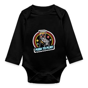 PINBALL, PUSH TO PLAY - Organic Longsleeve Baby Bodysuit - black - Front