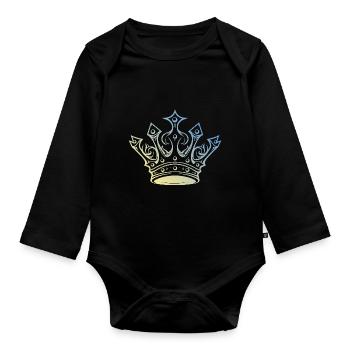 Couronne royale - Body Bébé bio manches longues - noir - Devant