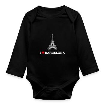J’aime Barcelone Cool Heart Flag Tour Eiffel Fun - Body Bébé bio manches longues - noir - Devant