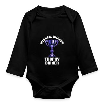 Winner Winner Trophy Dinner - Organic Longsleeve Baby Bodysuit - black - Front