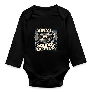 Vinyl klingt besser - Baby Bio-Langarm-Body - Schwarz - Vorne