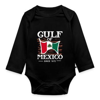 Golf Von Mexiko mit Flagge - Baby Bio-Langarm-Body - Schwarz - Vorne