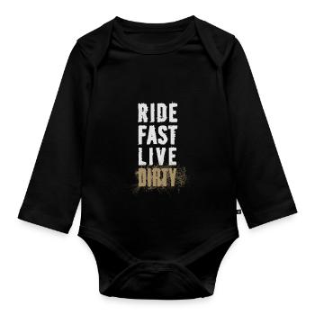 ROULEZ VITE, VIVEZ SALE – VTT - Motocross - Body Bébé bio manches longues - noir - Devant