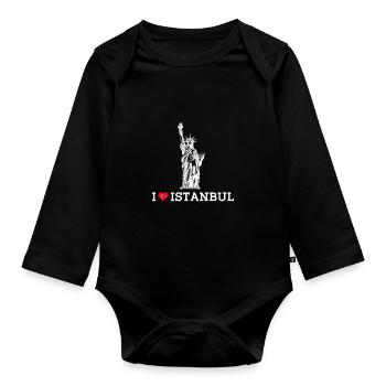 I Love Istanbul Statue Of Liberty Cool Turkey Pun - Organic Longsleeve Baby Bodysuit - black - Front