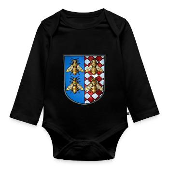 Wappen Bienen - Baby Bio-Langarm-Body - Schwarz - Vorne