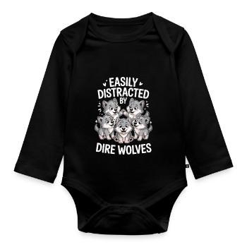 Direwolf Gifts for Wolf Lovers - Organic Longsleeve Baby Bodysuit - black - Front
