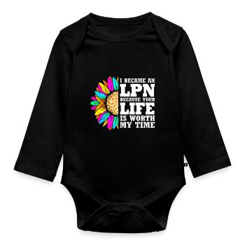 Nurse Nurse Nurse - Organic Longsleeve Baby Bodysuit - black - Front