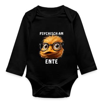 DUCK PSYCHICALLY ON THE DUCK - Organic Longsleeve Baby Bodysuit - black - Front