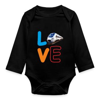 LOVE TRAIN TRAIN - Organic Longsleeve Baby Bodysuit - black - Front